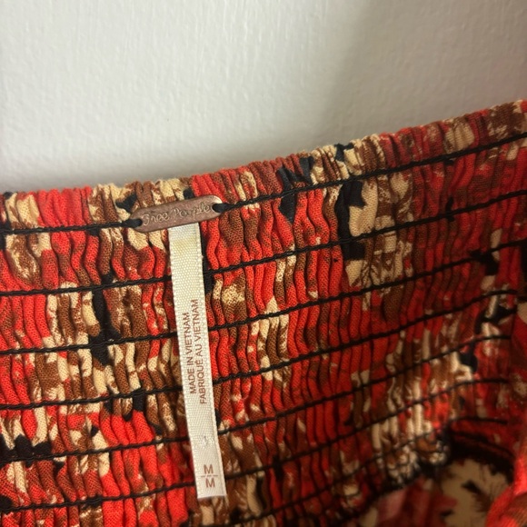 Free People Pattern Play Linen Blend Mini Dress Red Floral Size Medium - Picture 6 of 9